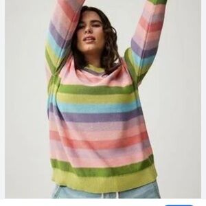 Torrid Multicolor Striped Pastel Women's Knit Sweater Spring Easter lightweight